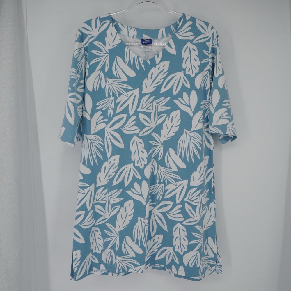 Rip Skirt Hawaii Sleep Shirt Tunic Tropical Shadows Blue XS/S Vacation Beach